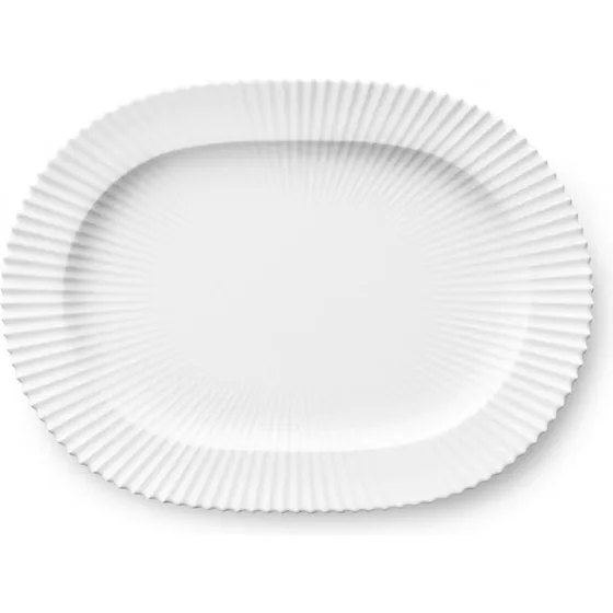 Lyngby Oval Serveringsfad 33 cm Hvid