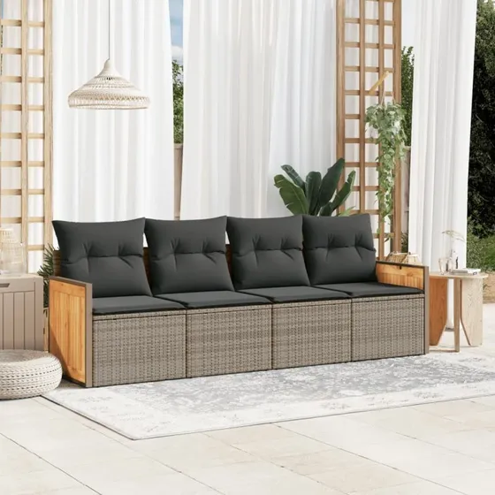 Sofasæt til haven 4 dele i grå polyrattan