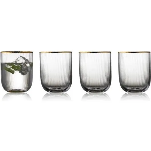 Lyngby Glas Palermo Tumbler 35 cl - 4 stk. (Guldkant)