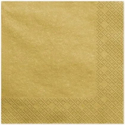 Uden Mærke Servietter Guld Metallic 33 x 33 cm - 20 stk