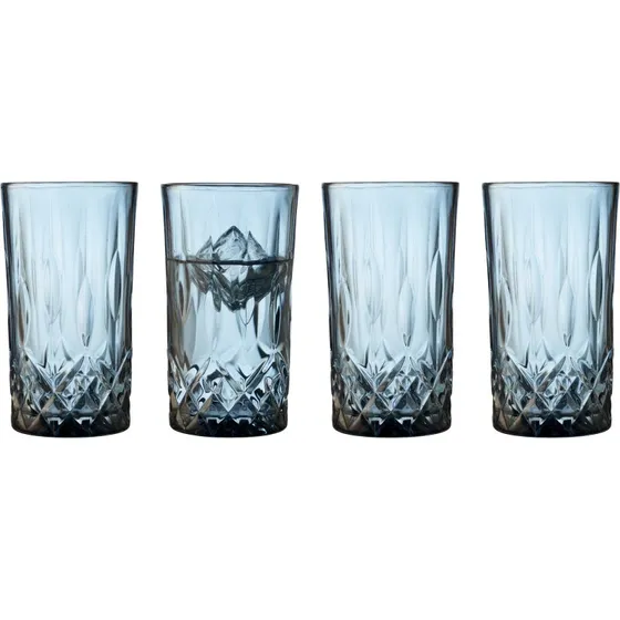 Lyngby Glas Sorrento Highball 38 cl, 4 stk. blå