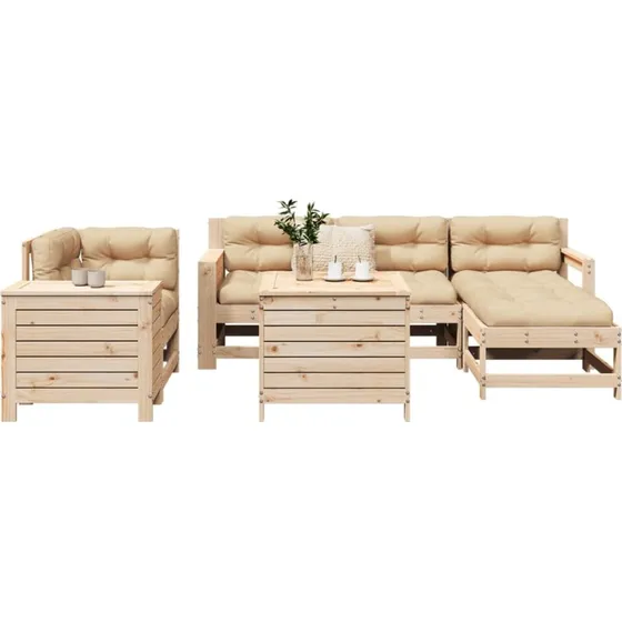 Sofasæt til haven 7 dele i massivt fyrretræ