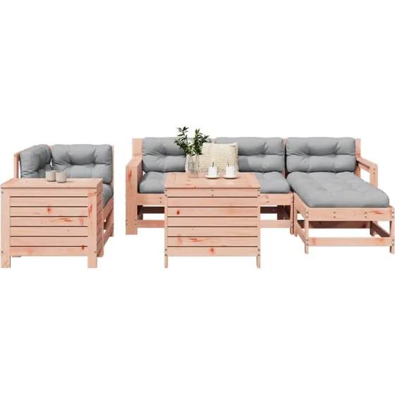 Sofasæt 8 dele i massivt douglasgran – loungesæt til haven