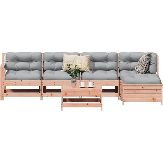 Loungesæt til haven 6 dele i massivt douglasgran