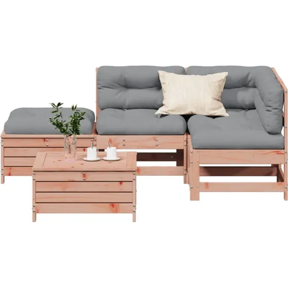 Loungesæt til haven 5 dele i massivt douglasgran