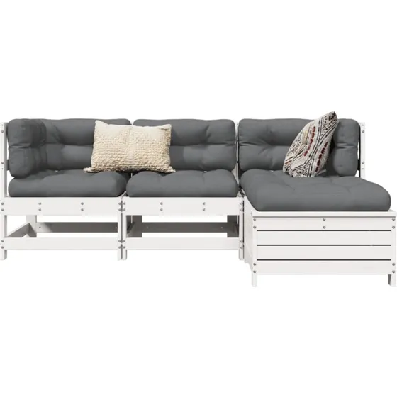 Sofasæt til haven 4 dele i massivt fyrretræ - hvid