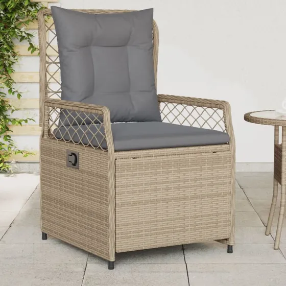 Havestole 2 stk. i polyrattan med justerbart ryglæn – beige