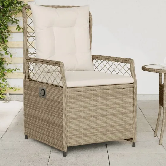 Havestole 2 stk. i polyrattan med justerbart ryglæn - beige