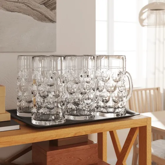 lglas 6 stk. med hndtag 1000 ml  klassisk design