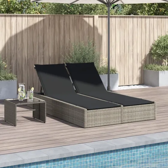 Solseng polyrattan med hynder - lysegrå