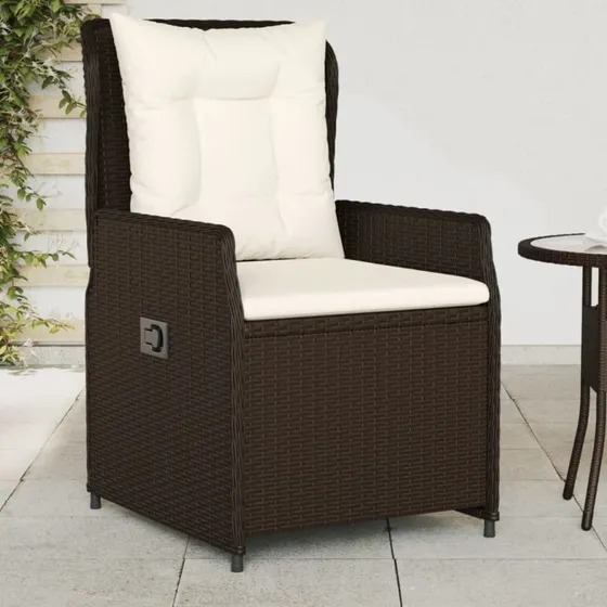 Havestole 2 stk. med justerbart rygln i polyrattan, brun