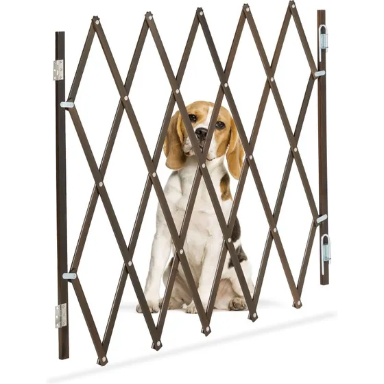 Udtrækkeligt hundegitter i bambus, brun