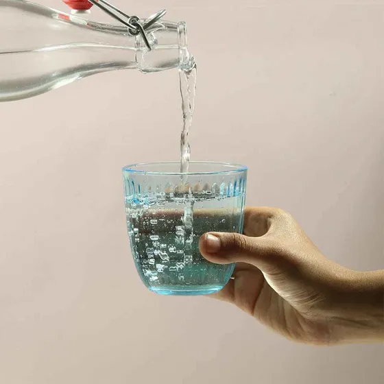 Bormioli Rocco Acqua Crystal glas 290 ml, klar/rosa/blå