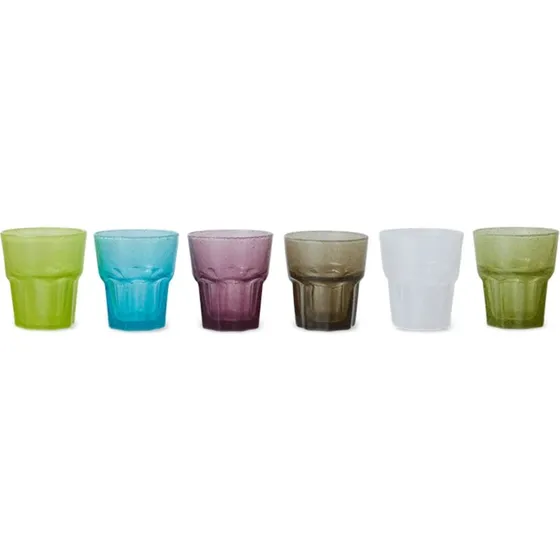 HKliving Mineralvandglas sæt 6 – flerfarvede, 9,5 cm