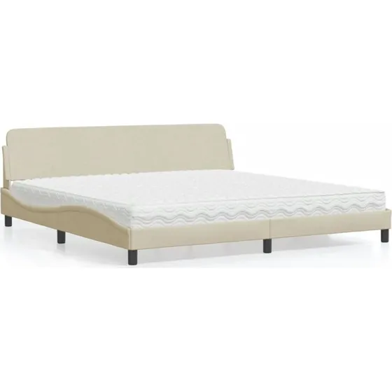 Dover seng med madras 200x200 cm - creme stof
