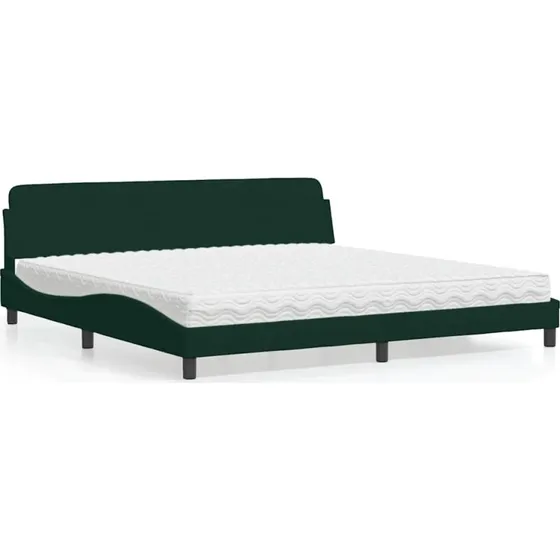 Dover seng med madras 200x200 cm velour mørkegrøn