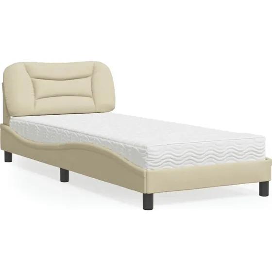 Hvar seng med madras 80x200 cm - creme stof