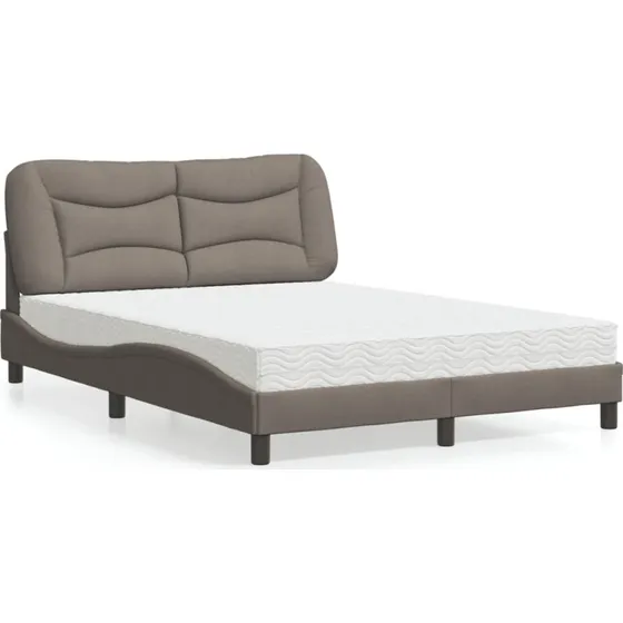 Seng med madras Hvar 140x190 cm - gråbrun stof