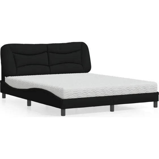 Seng Hvar 160x200 cm med madras - Sort stof