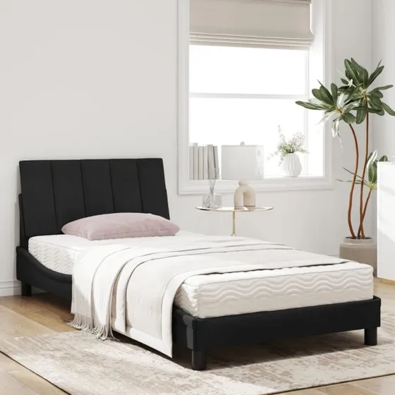 Hanko seng med madras 100x200 cm - sort velour