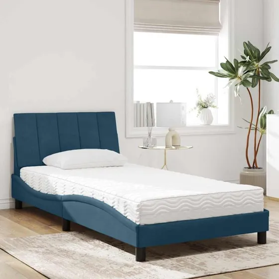 Seng med madras Hanko 100x200 cm - Velour blå