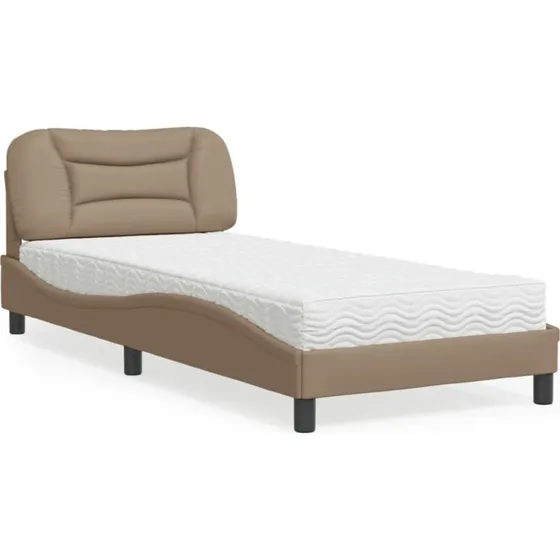 Hvar seng med madras 80x200 cm – kunstlæder cappuccino