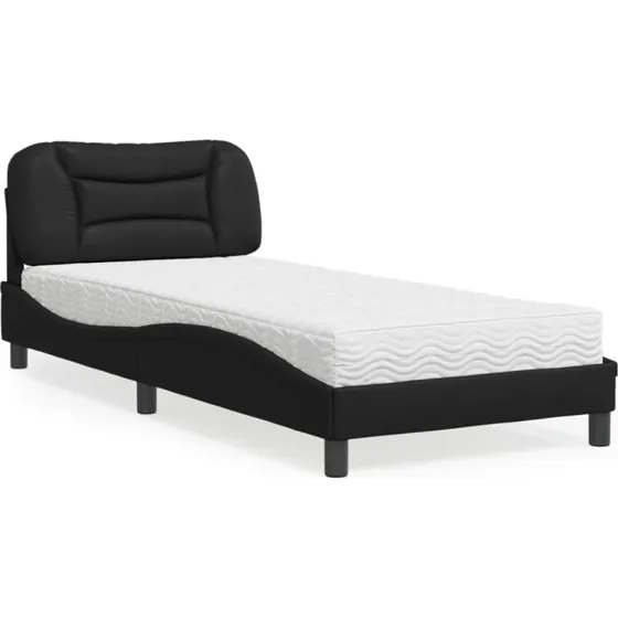 Hvar seng med madras 90x200 cm – sort kunstlæder
