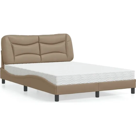 Seng med madras Hvar 140x190 cm i cappuccino kunstlæder