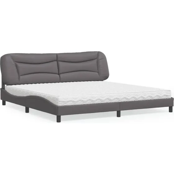 Seng med madras Hvar 200x200 cm i gråt kunstlæder