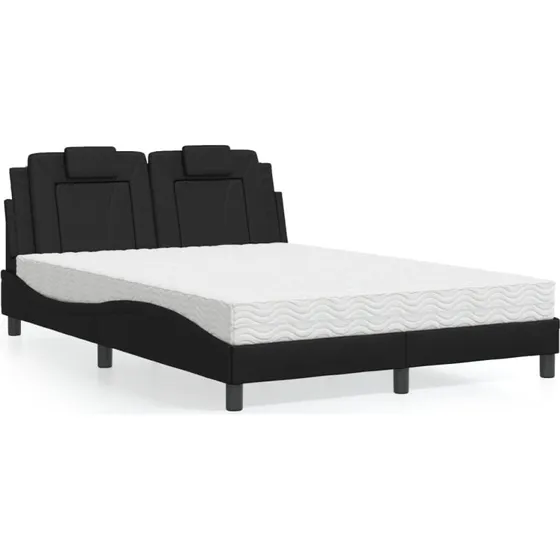 Seng Viana 120x200 cm med madras - sort kunstlæder