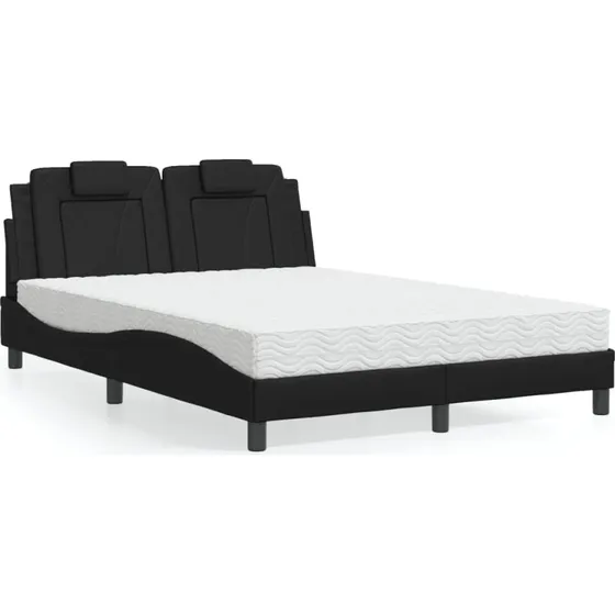 Seng Viana 140x190 cm med madras – sort kunstlæder