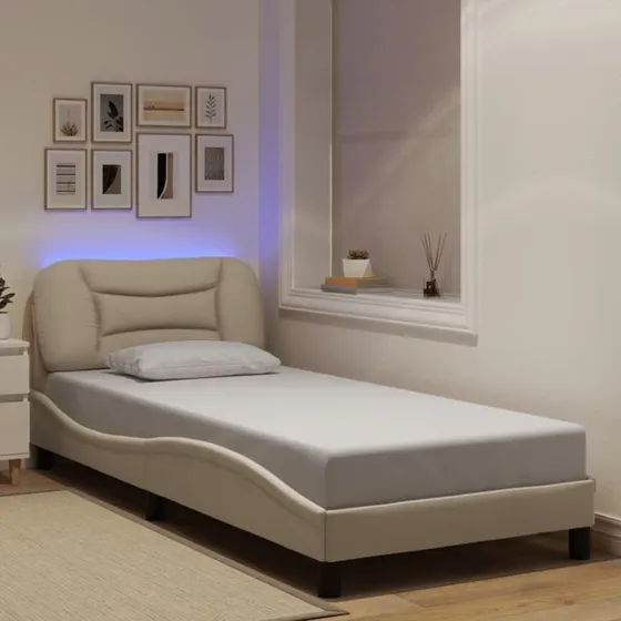 Sengeramme Hvar 80x200 cm med LED, creme