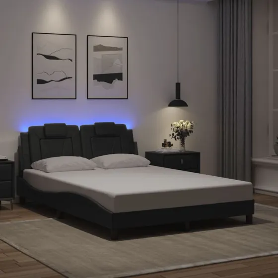 Sengeramme Viana LED 140x190 cm - Grå (uden madras)