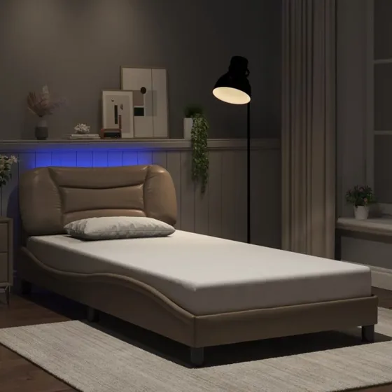 Sengeramme Hvar 100x200 med LED – cappuccino