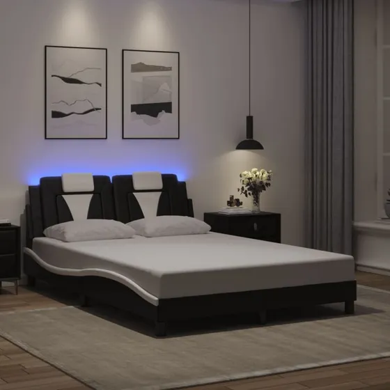 Viana sengeramme med LED 100x190 cm - sort/hvid