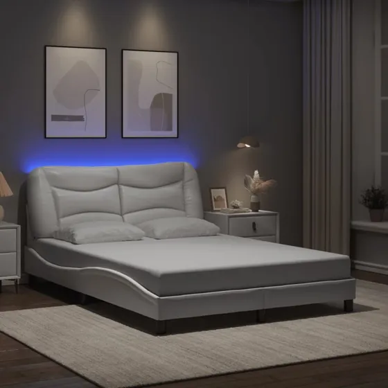Sengeramme Hvar 120x200 cm med LED – hvid