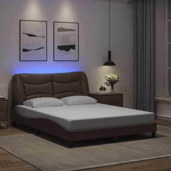 Sengeramme Hvar 120x200 cm med LED, brun (uden madras)