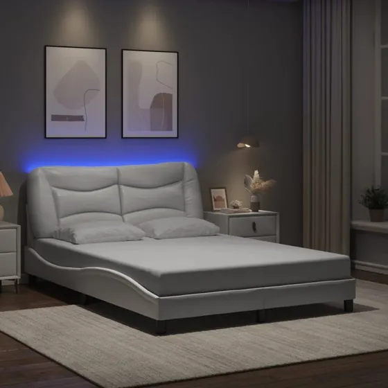 Sengeramme Hvar 140x190 cm med LED, hvid