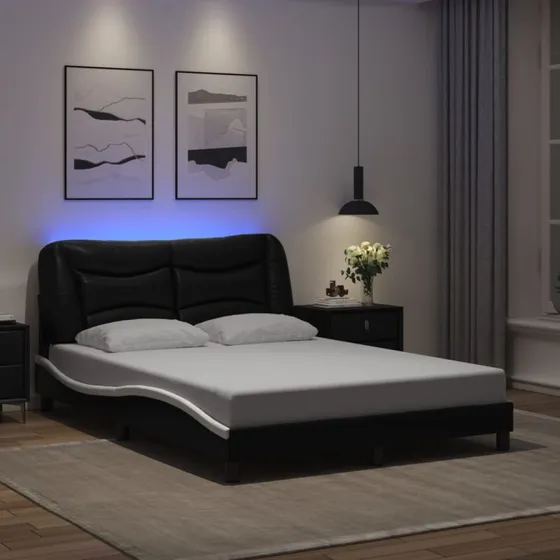 Hvar sengeramme 100x190 cm med LED – sort/hvid