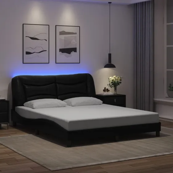 Hvar sengeramme 160x200 cm med LED, sort