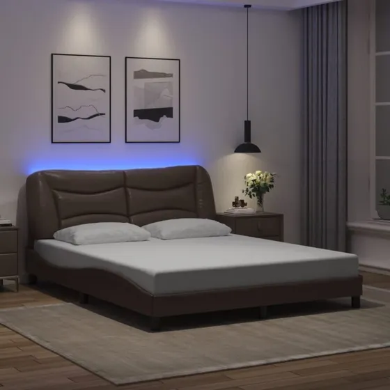 Sengeramme Hvar 160x200 med LED, brun (uden madras)