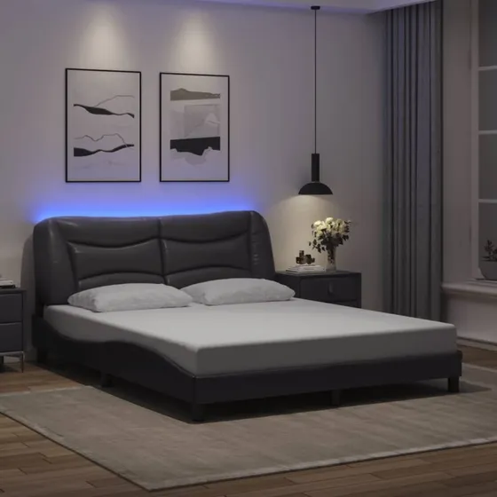 Hvar sengeramme 160x200 cm med LED – grå