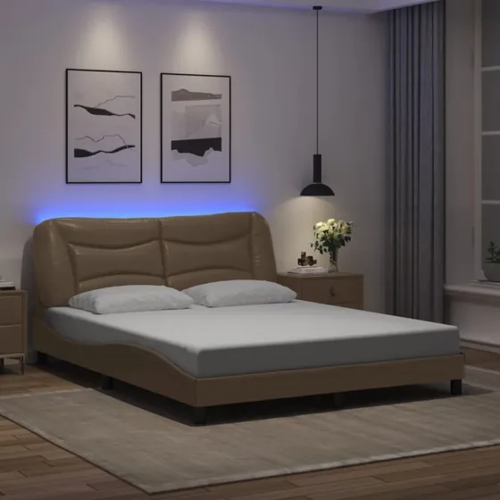 Hvar sengeramme 160x200 cm cappuccino med LED