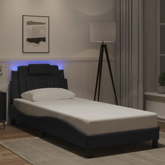 Sengeramme Viana 80x200 cm med LED, sort (uden madras)