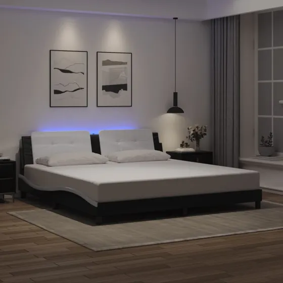 Zadar sengeramme med LED 200x200 cm – sort/hvid
