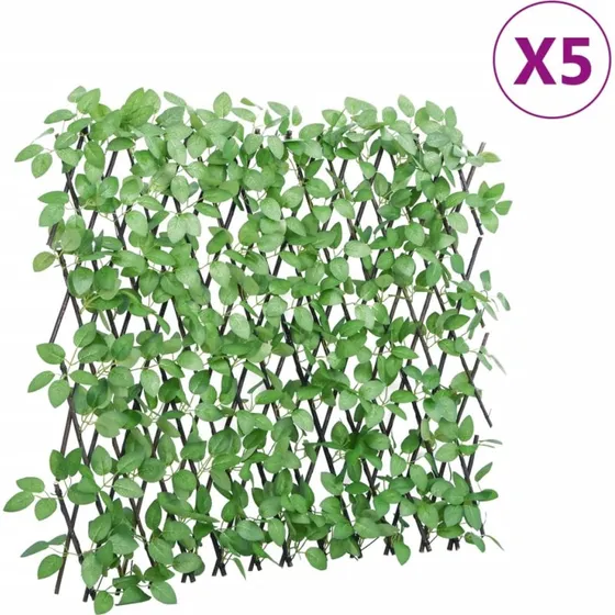 Udvideligt espalier med kunstig vedbend 5 stk. 180x65 cm