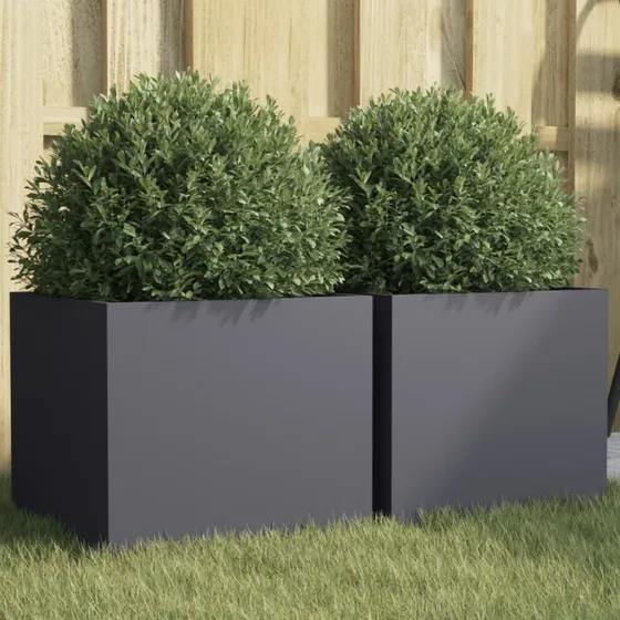 Plantekasser i stål 2 stk. 32×30×29 cm – antracit