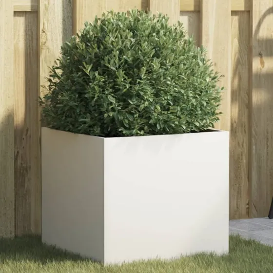 Plantekasse i hvidt koldvalset stål 42×40×39 cm