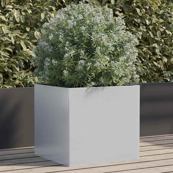 Plantekasse galvaniseret stål 42x40x39 cm - sølv