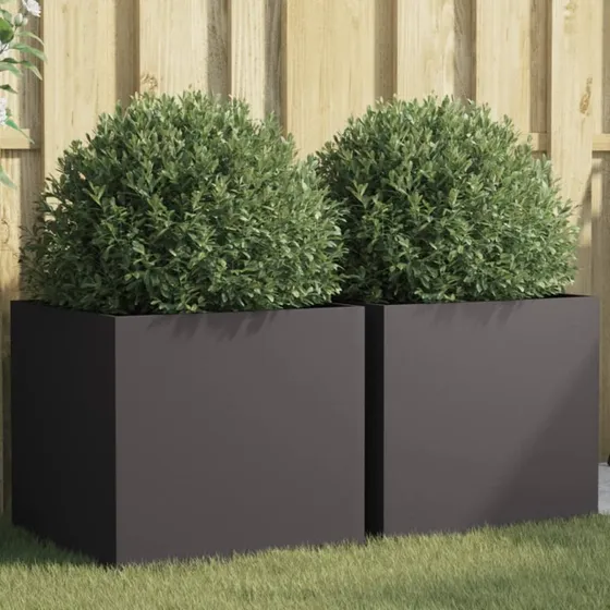 Plantekasser i stål 2 stk. 49x47x46 cm - sort